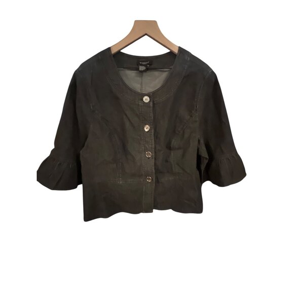 Sandro Womens Dark Blue Cropped Button-Up Jacket 2X Denim - Picture 1 of 4